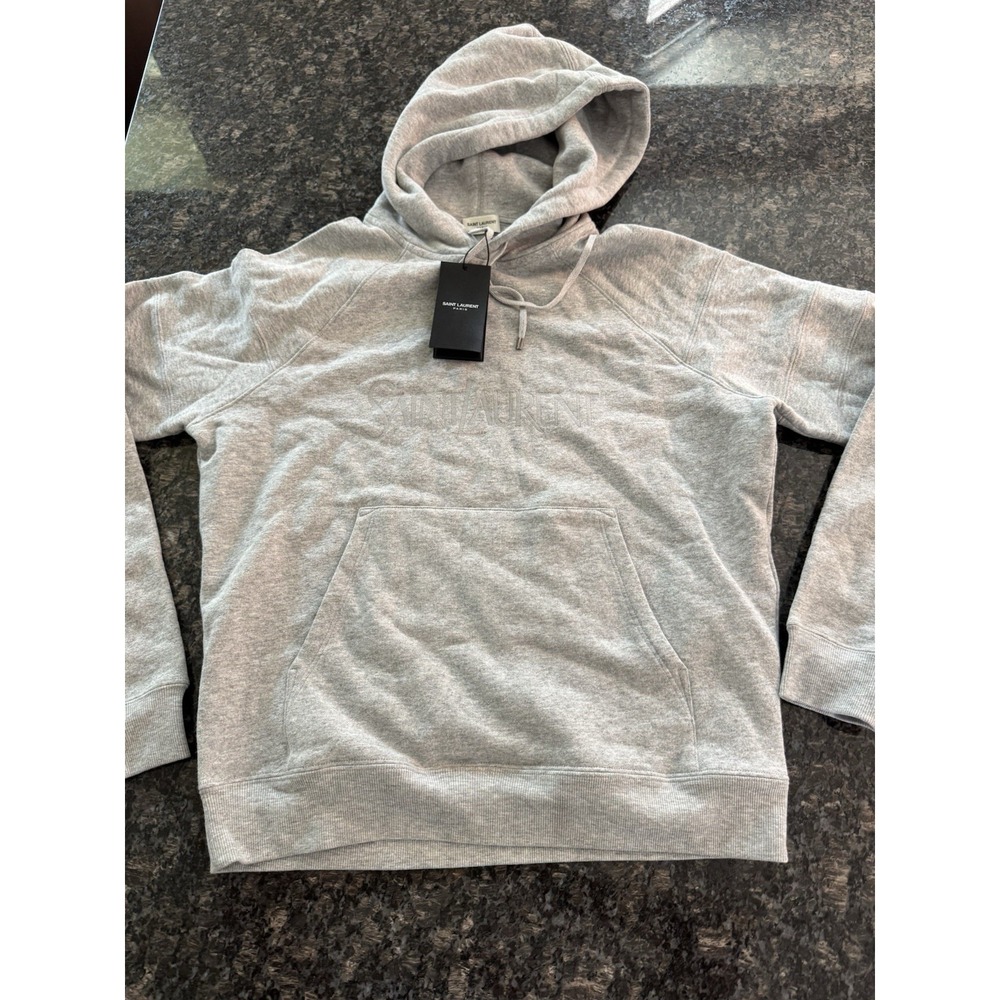 Saint Laurent Grey Stitched Logo Hoodie. NWT Size‎ M Unisex Adults